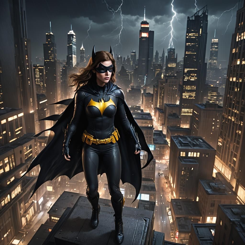 Batgirl in Gotham City: Detailed Matte Painting