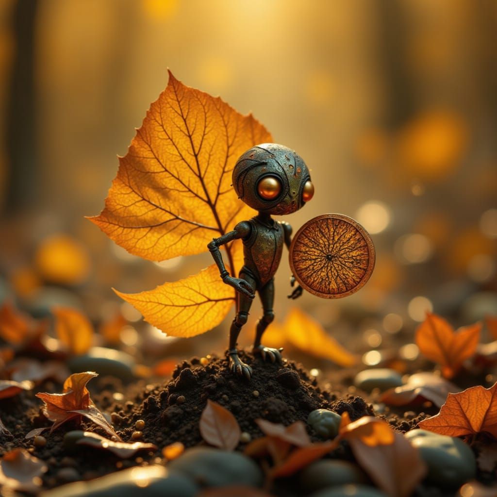 <lora:Automne dore:1.0> Perché sur une feuille de bouleau en...