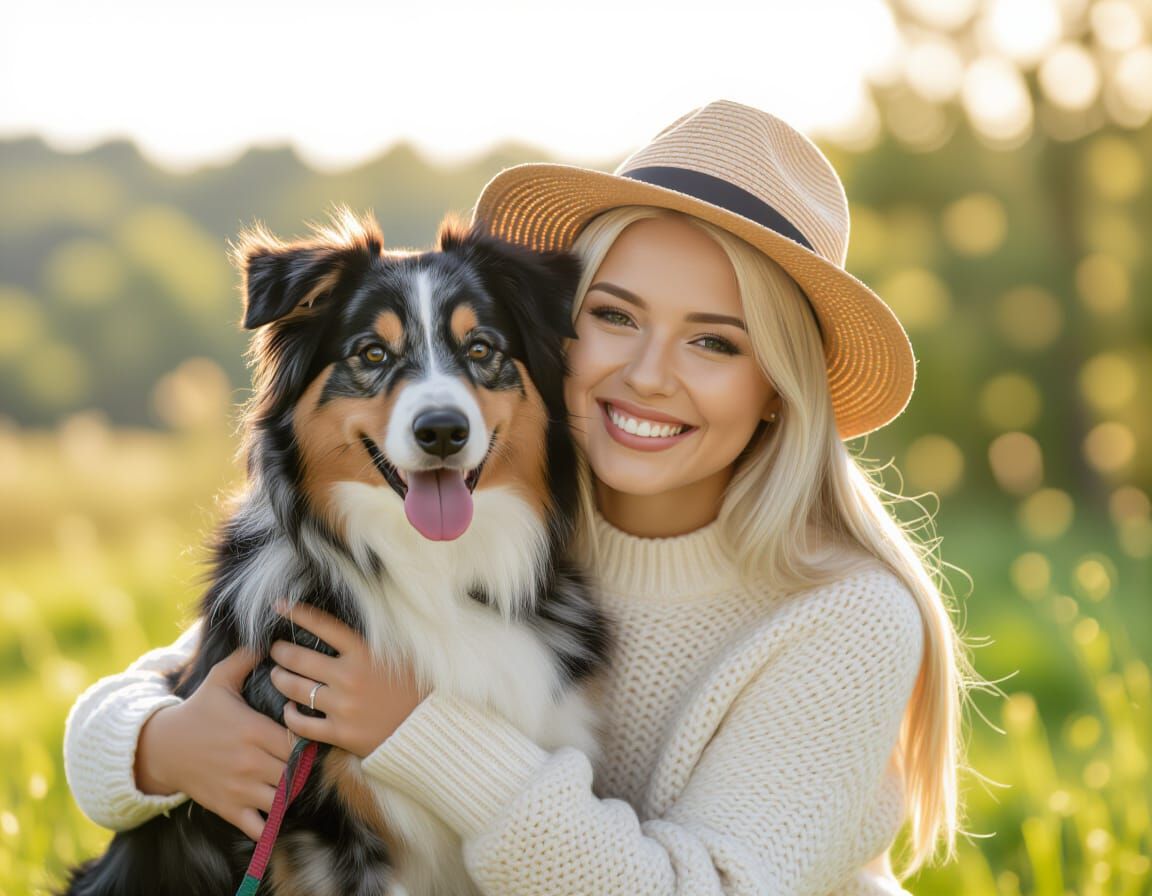 Woman and Dog Portrait, Best Quality