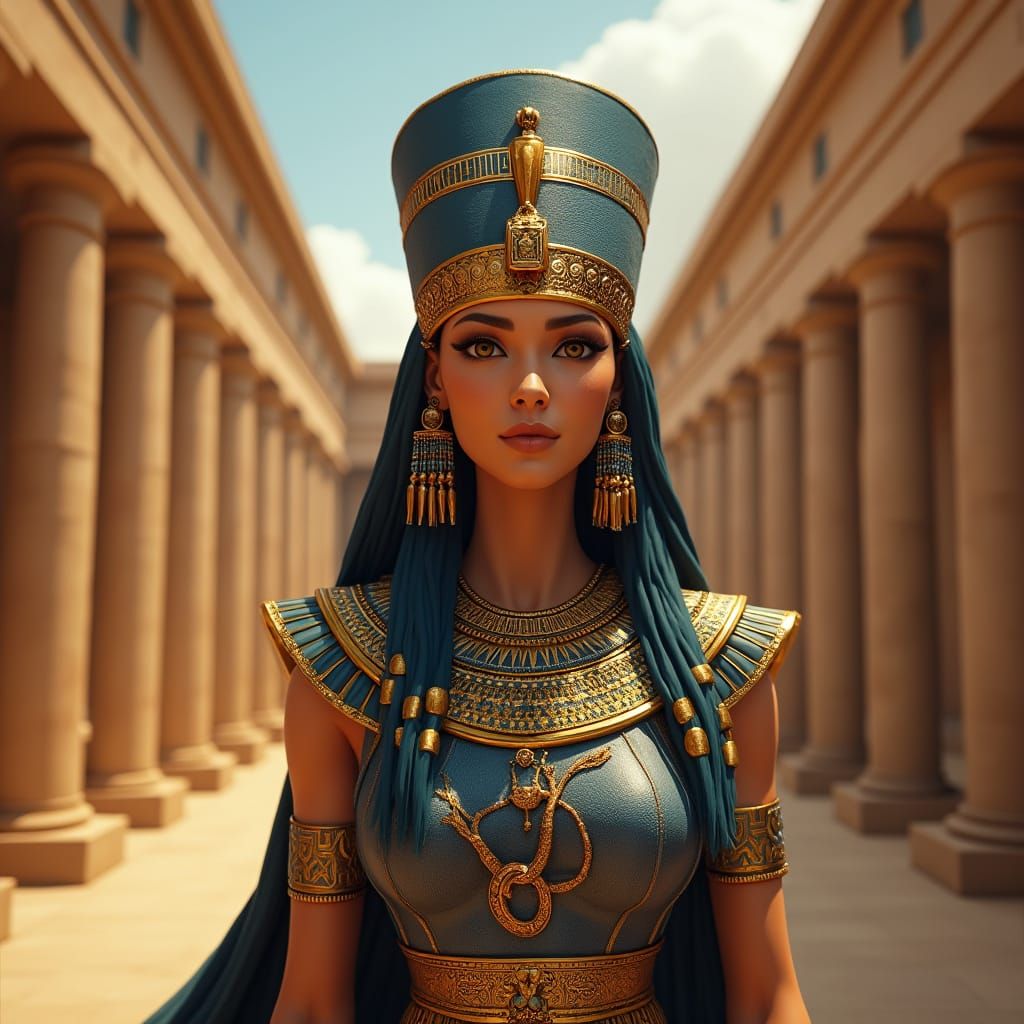 Cleopatra in Ancient Egypt: Matte Painting Style