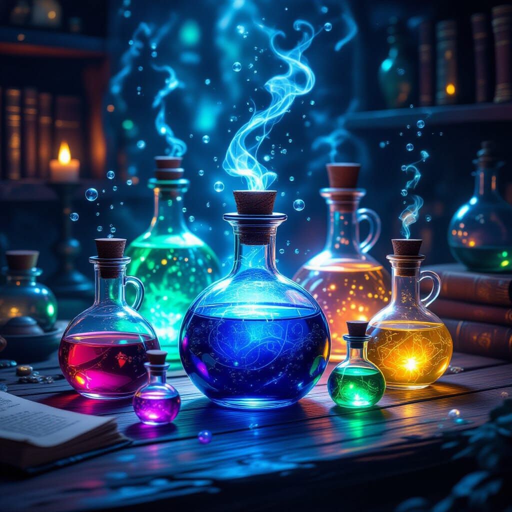 Mystical Potions on Alchemist Table