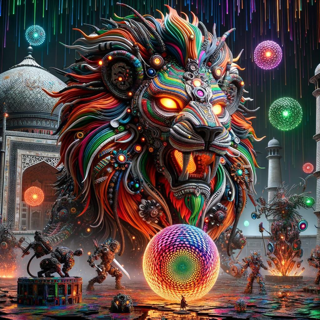 Lion Warlord and Elf Empress in Sci-Fi Diorama