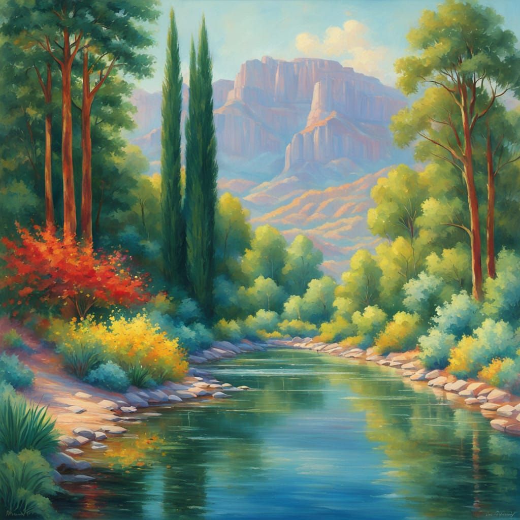 Creatie virgin river in the sun with house from Mel red bmw near the house