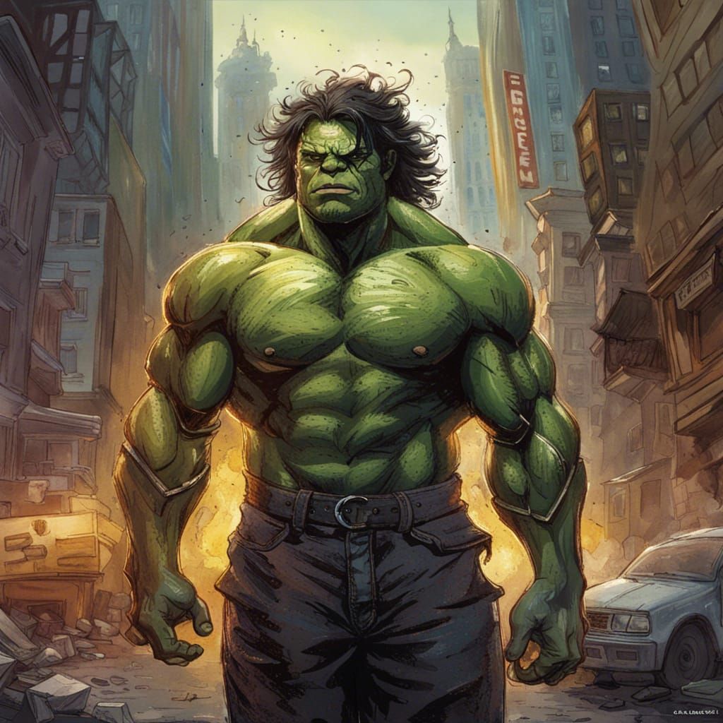 Hulk Crayon Caricature: Detailed Album Art