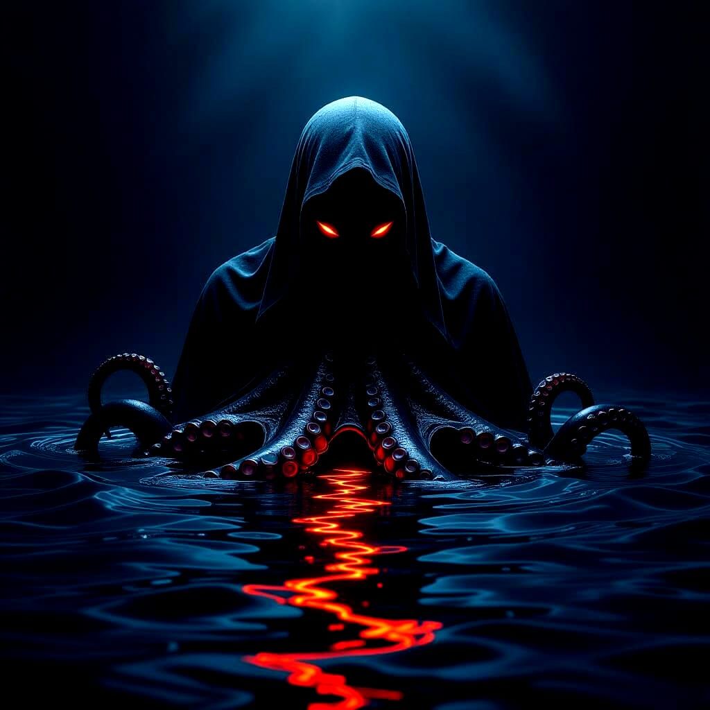 Malevolent Octopus Emerges from Dark Ocean Depths