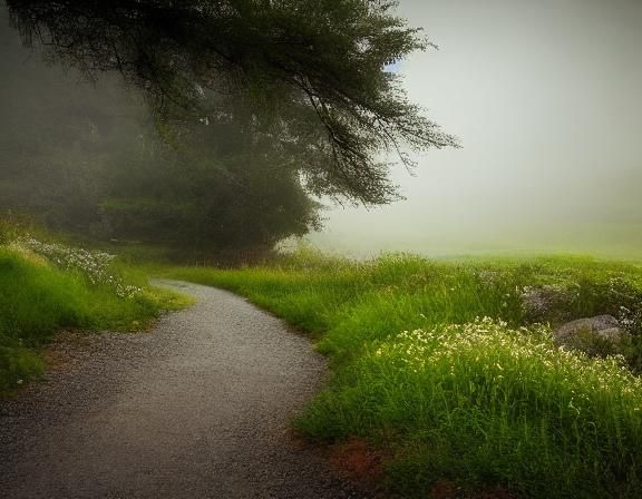 Mystical Valley at Twilight: A Romantic Landscape