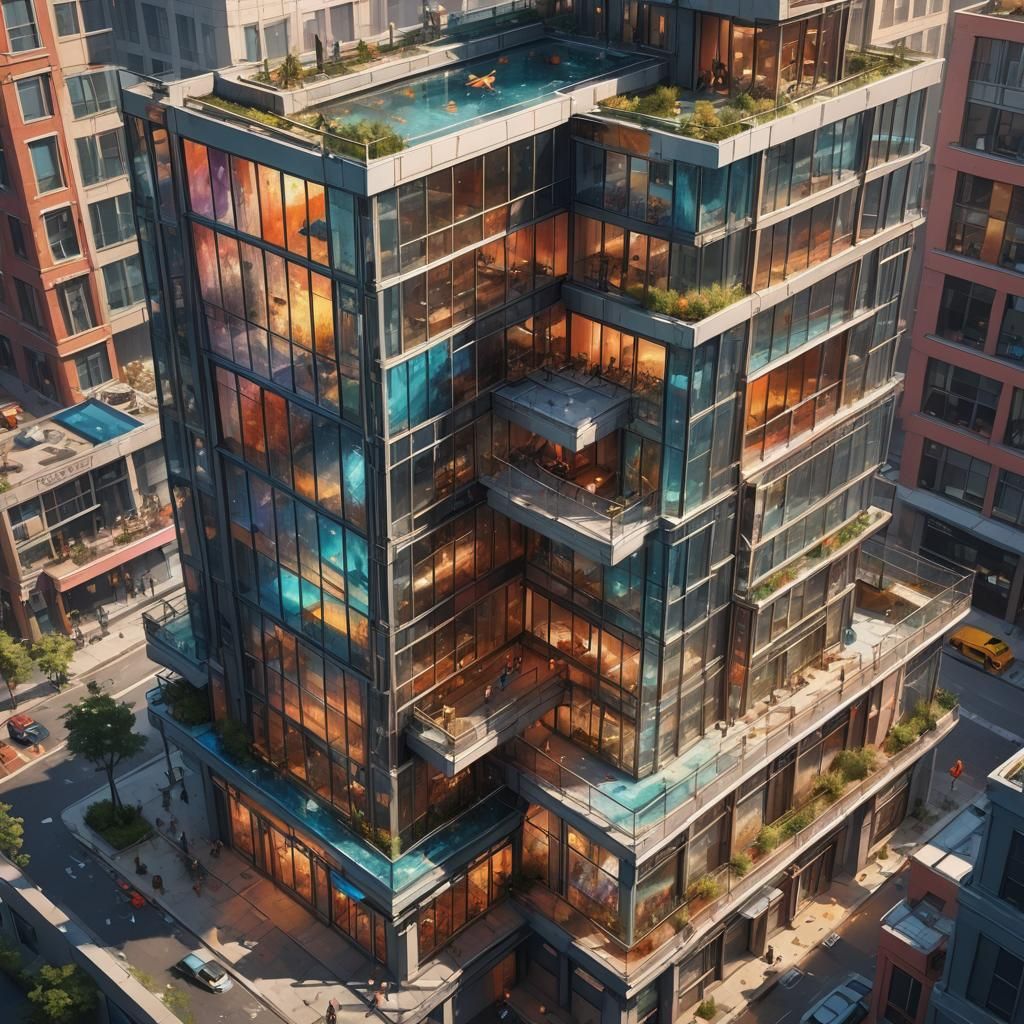 Glass and Steel Building with Grand Entry