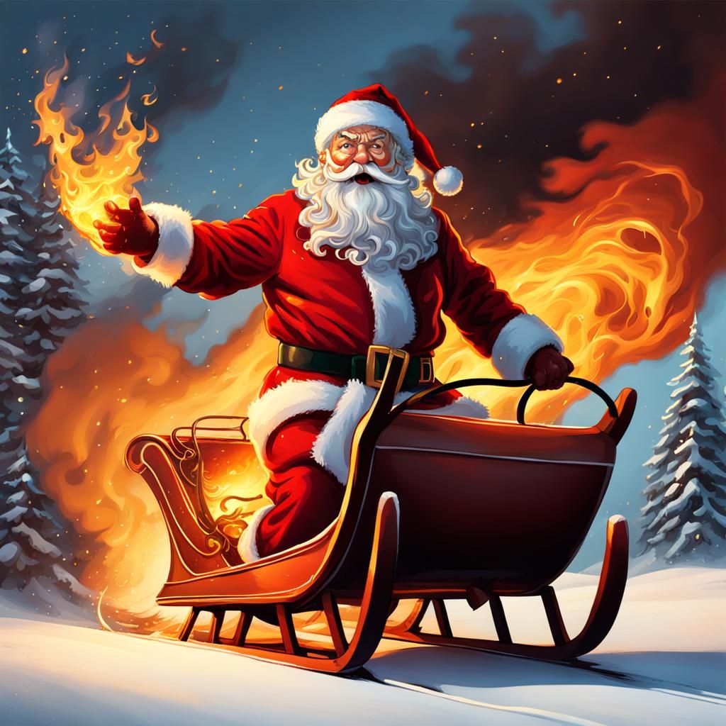 Santa Claus's Sleigh Ablaze