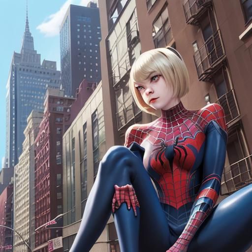 Gwen Stacy as Spider-Man in Anime Style