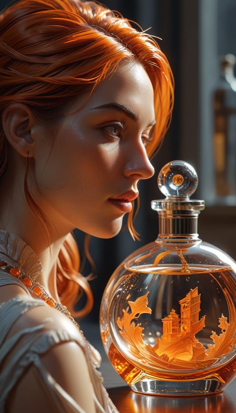 Escher-like City in Perfume Bottle: Digital Art