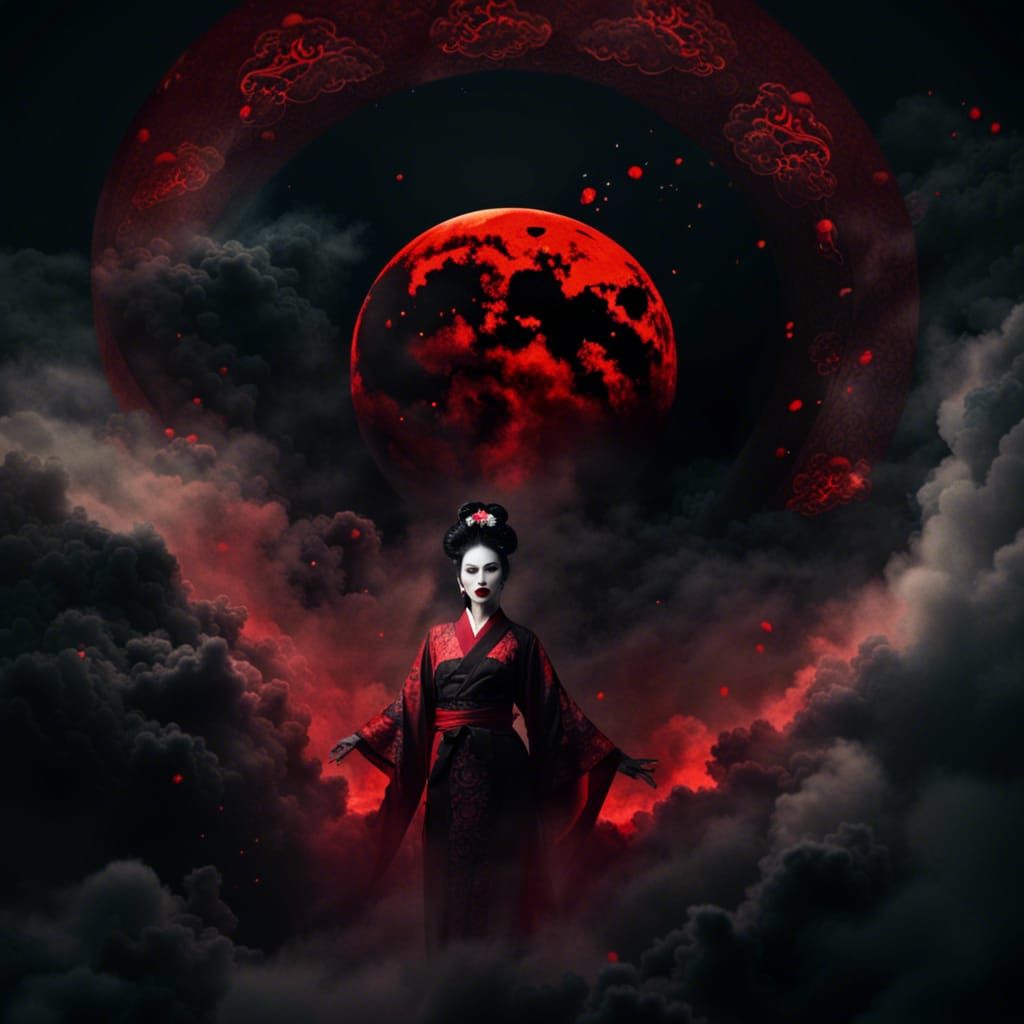Vampire Geisha in Hell: Digital Matte Painting