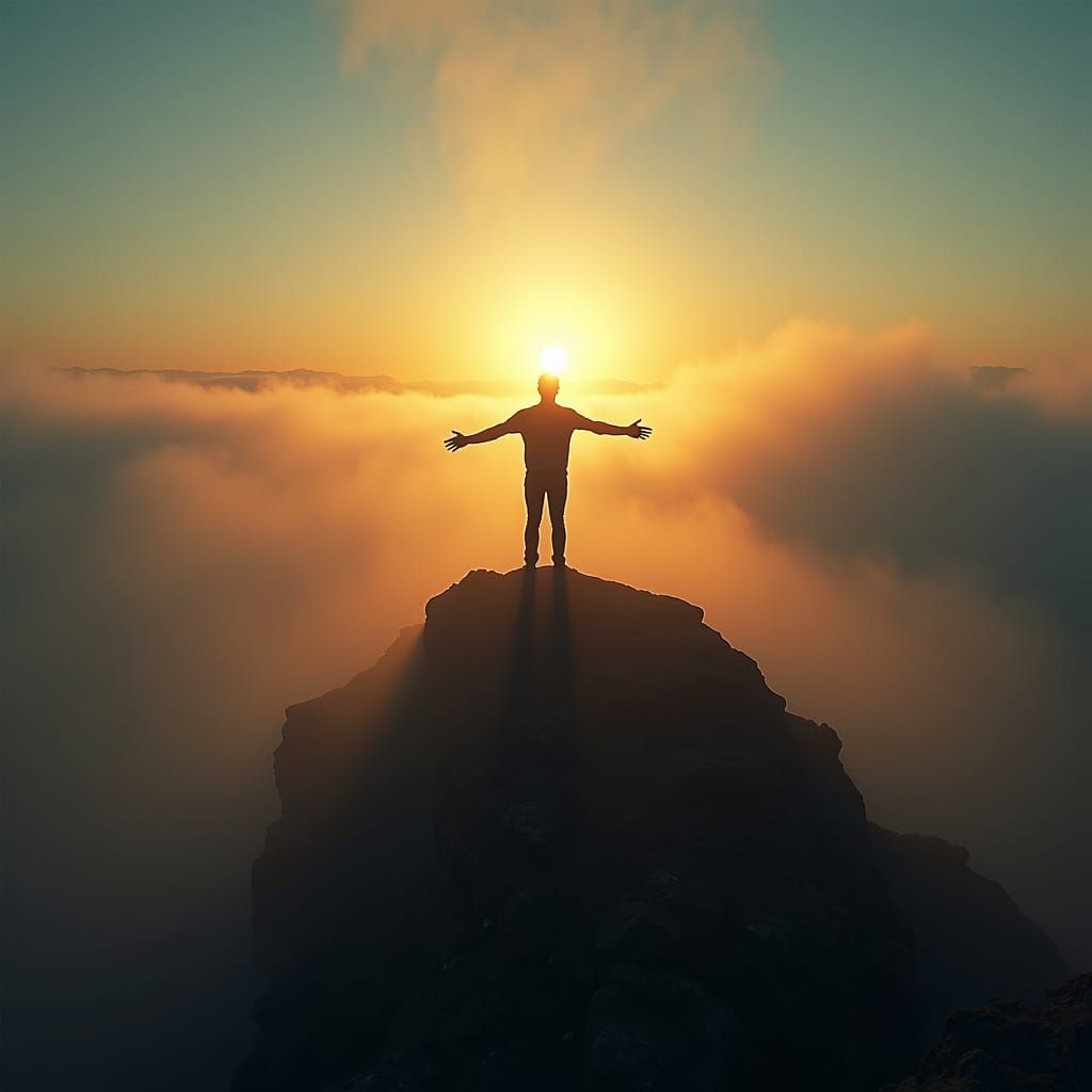 Ethereal Dawn: Silhouette Embraces Sunrise Radiance