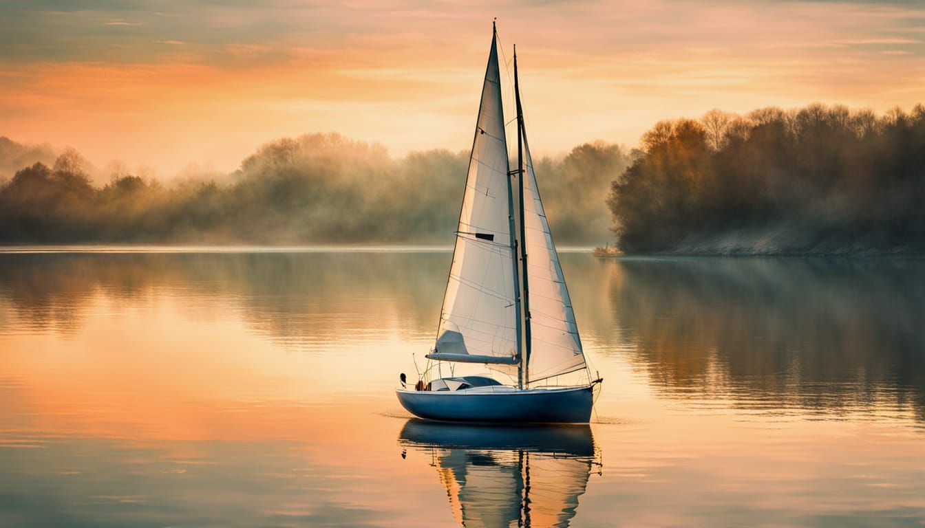 Impressionistic Sailboat Scene at Sunset