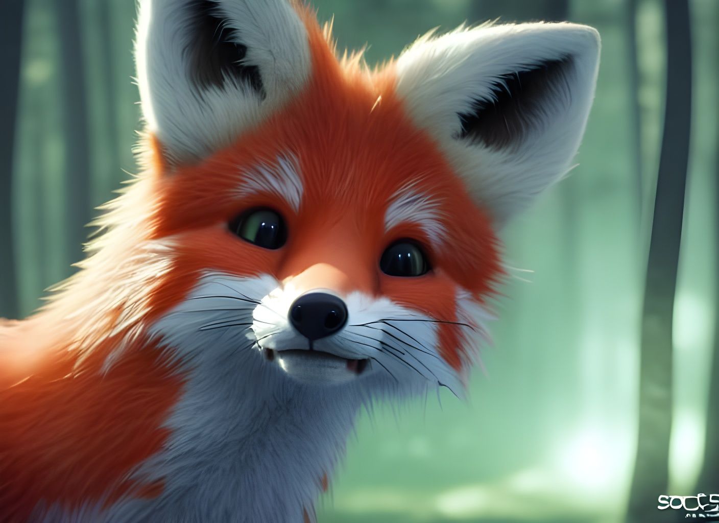 Cute Fox in Forest: Concept Art for PlayStation 5