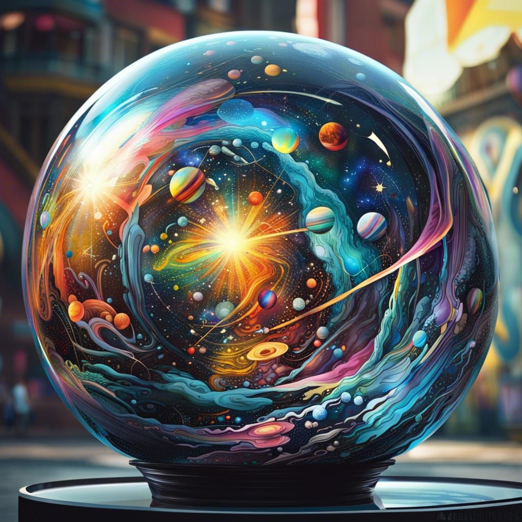 Universe in Glass Sphere: Digital Graffiti Art