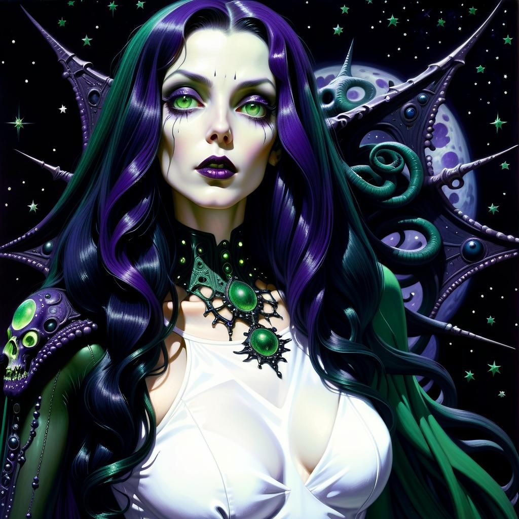 Eldritch Goddess Pinup in Dark Gothic Style