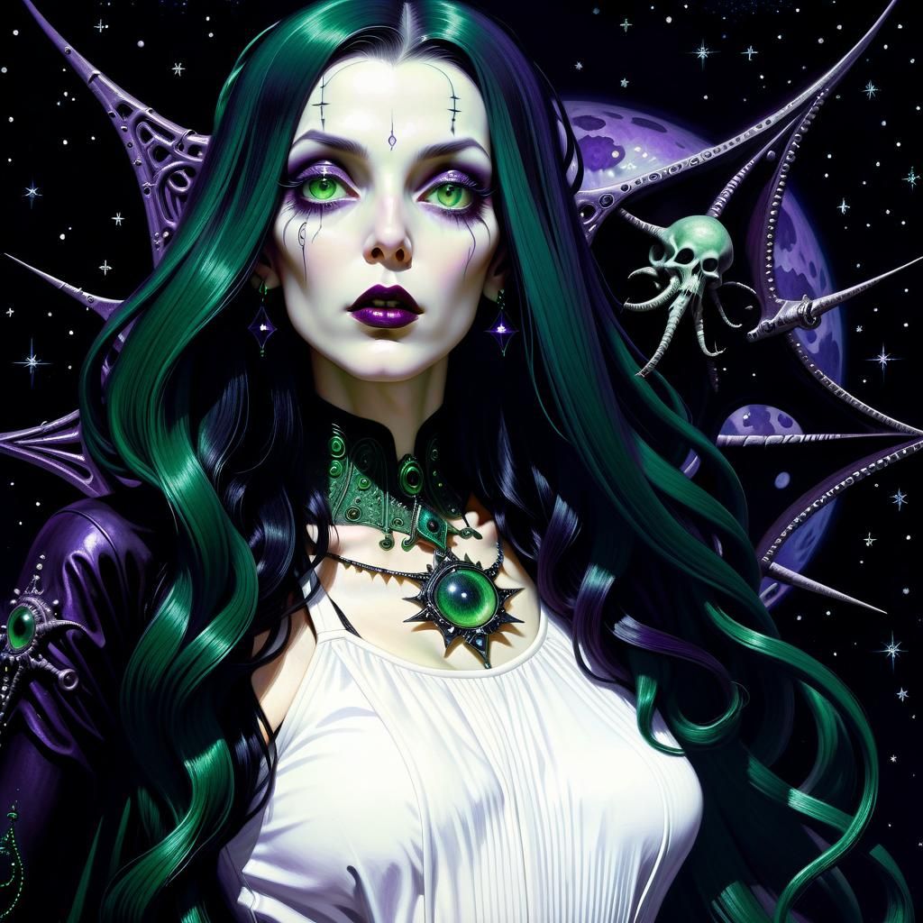 Eldritch Goddess Pinup in Gothic Fantasy Style