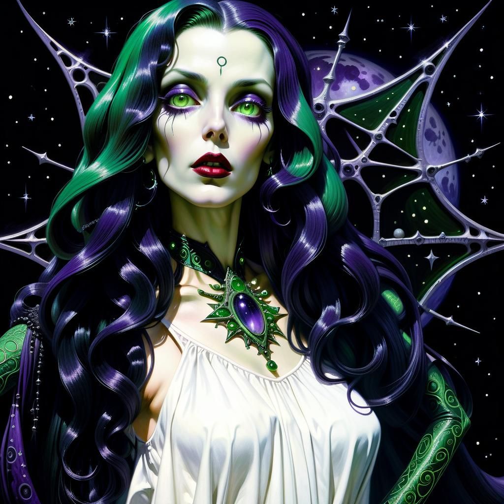 Eldritch Goddess Pinup in Dark Gothic Fantasy