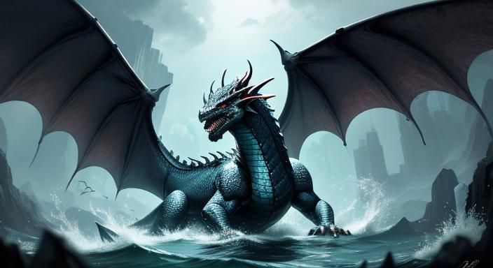 Majestic Dragon in Water