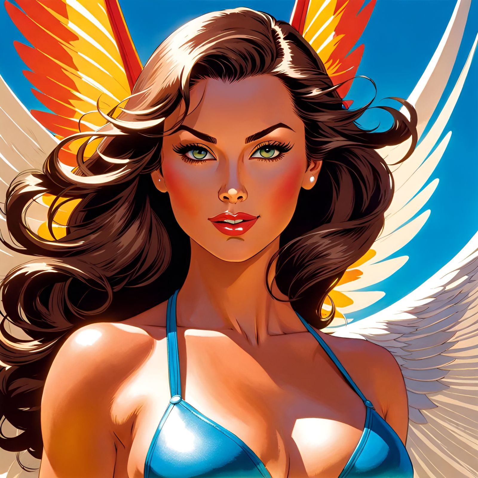 Stunning Winged Woman Portrait in Animation Style
