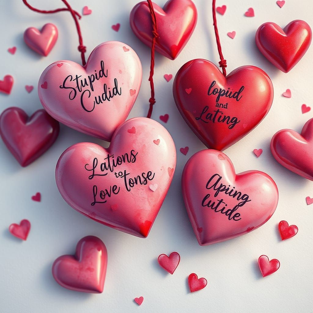 Whimsical Valentine's Day Love Hearts in Dreamy Watercolours