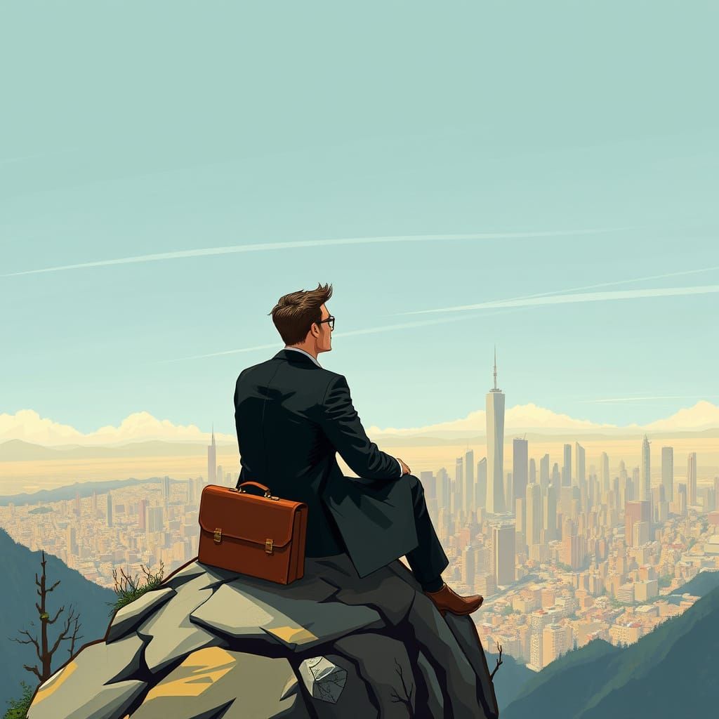 Determined Urban Explorer in Vibrant Illustration