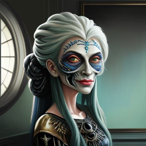 Dreamy Airbrush Caricature of Woman in Glitter Gown