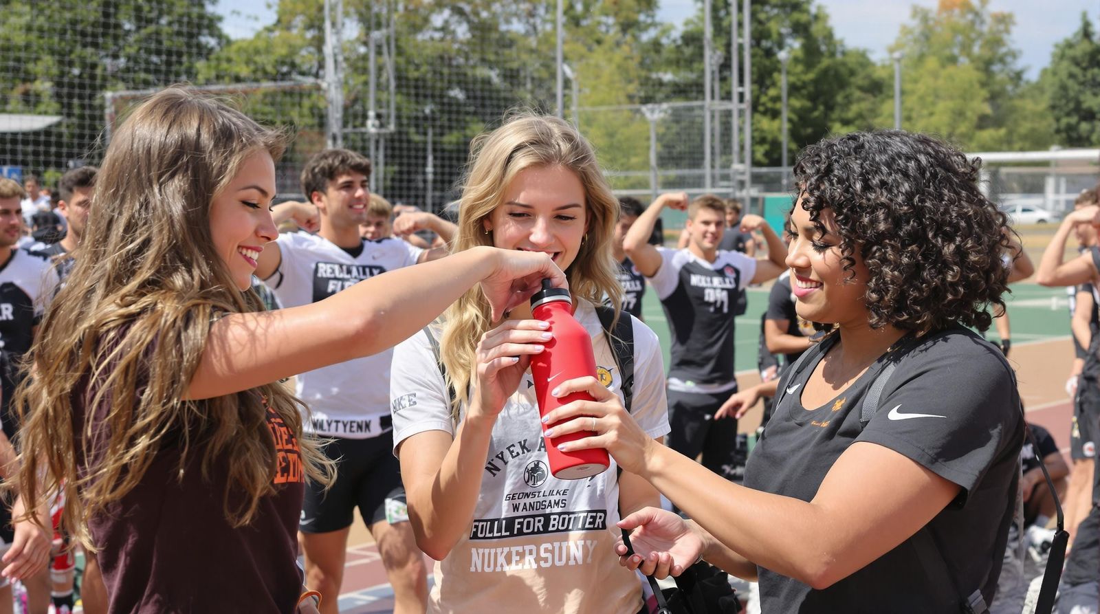 Female Friends Pull Prank on Football Field