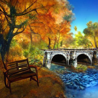 Autumnal Forest Scene in Art Nouveau Style