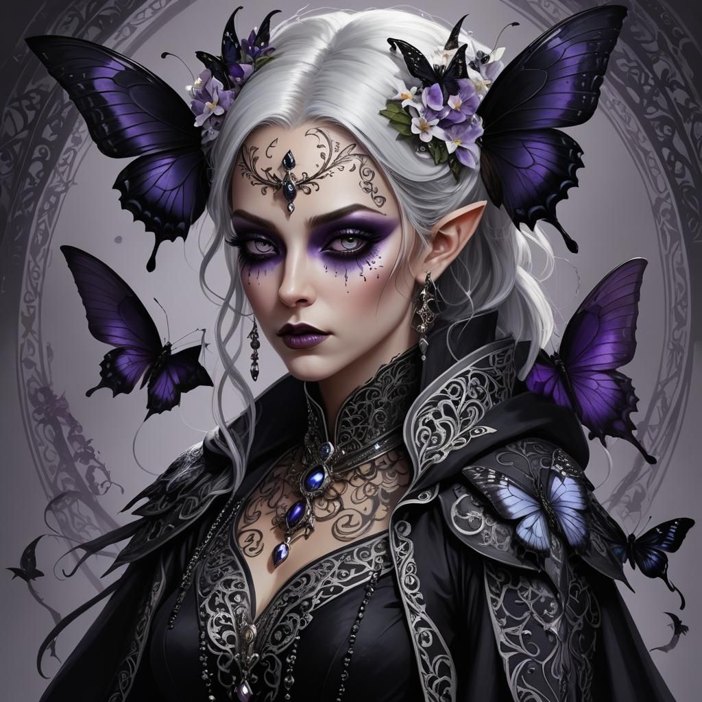 Gothic Sorcerer with Butterfly, Digital Art