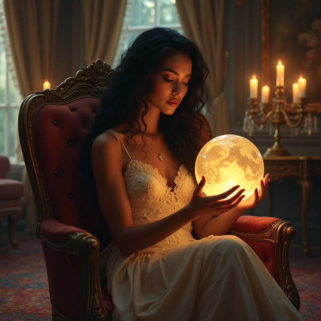 Ethereal Psychic Medium in Victorian-Inspired Parlour