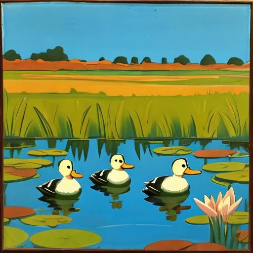 Dada Ducks: Absurdist Pond Scene