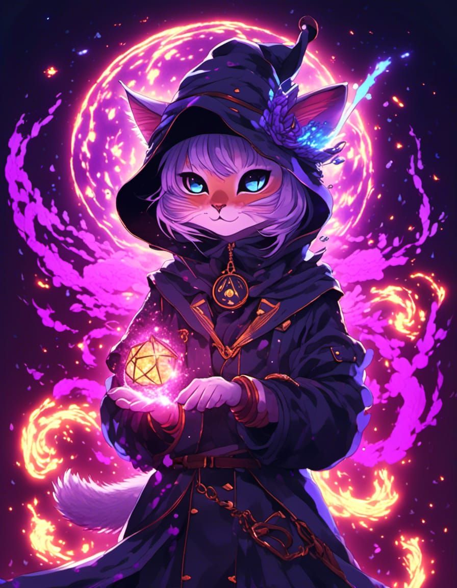 Radioactive Kitten Black Mage Tattoo Design