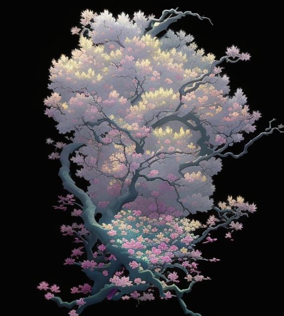 Sakura Plum Tree Concept Art with Overgrowth