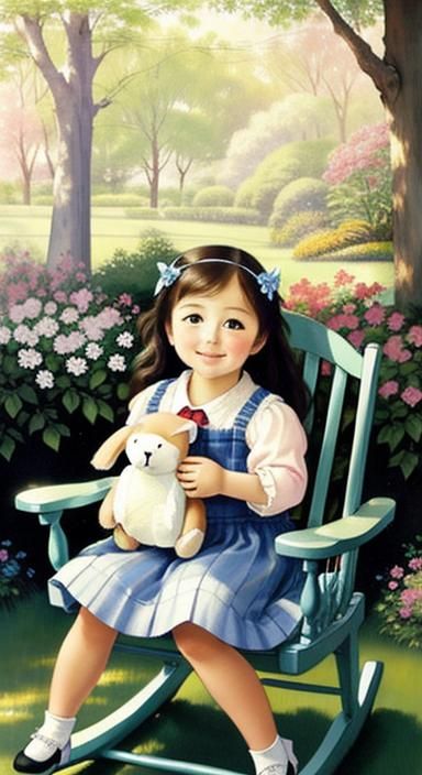 Toddler-Neko with Kangaroo in Whimsical Watercolor