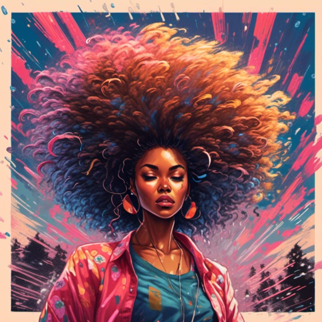 <lora:Big Hair:1.0> beautiful African American woman with a ...