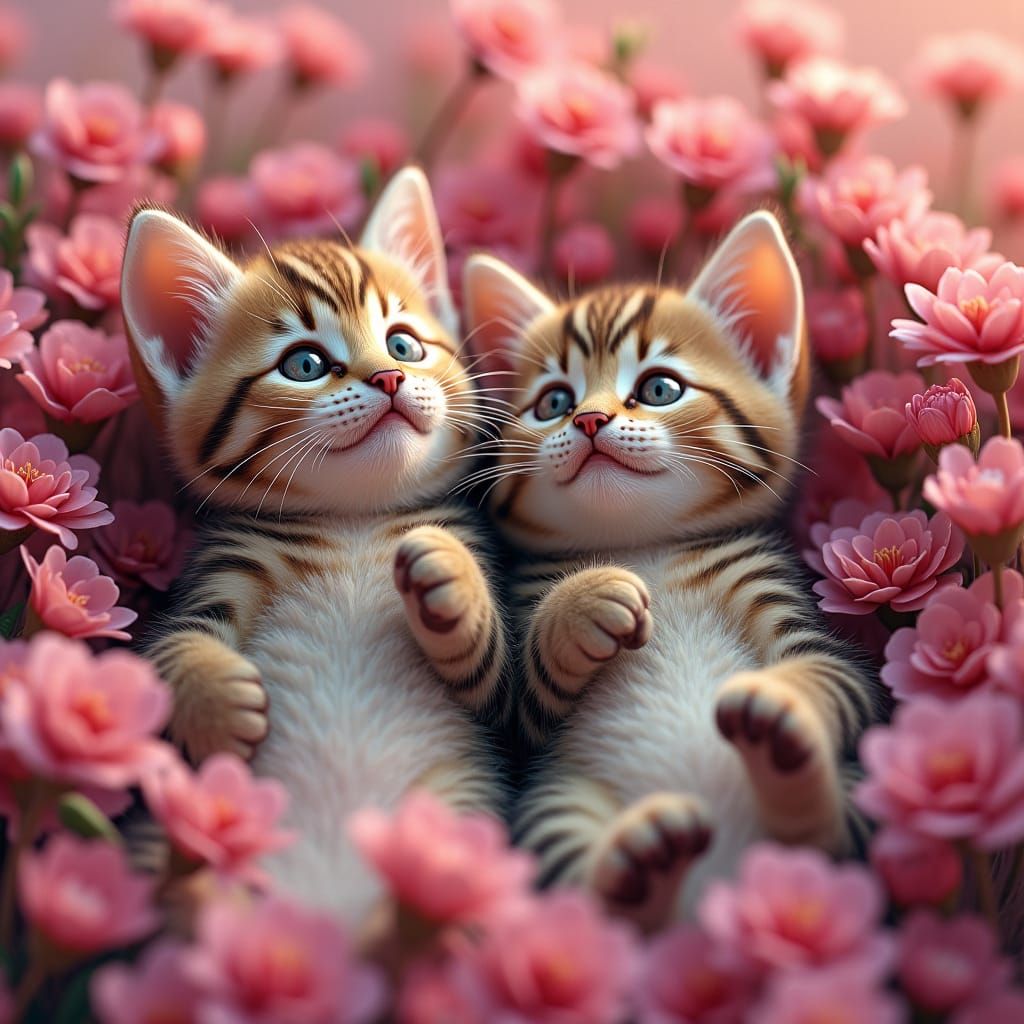 2 Adorable female tabby fur kittens with soft, fluffy whiske...