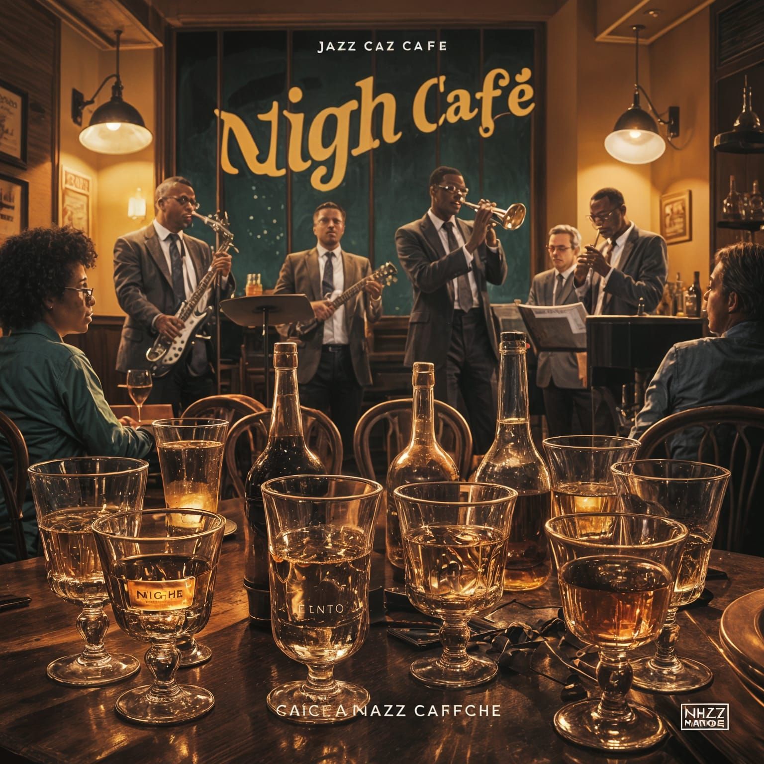 Night Café Album Cover in Realistic Style