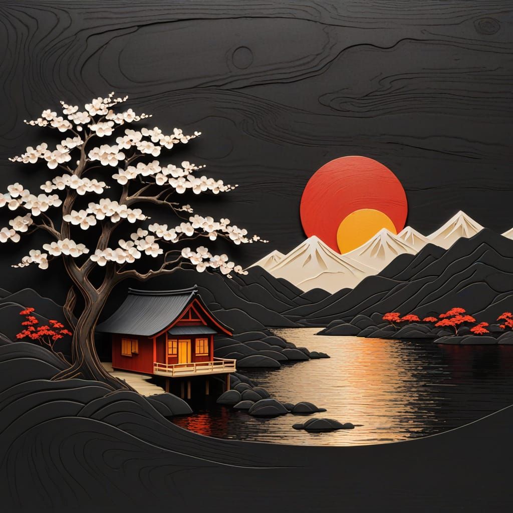 Serene Lakeside Oasis at Sunset