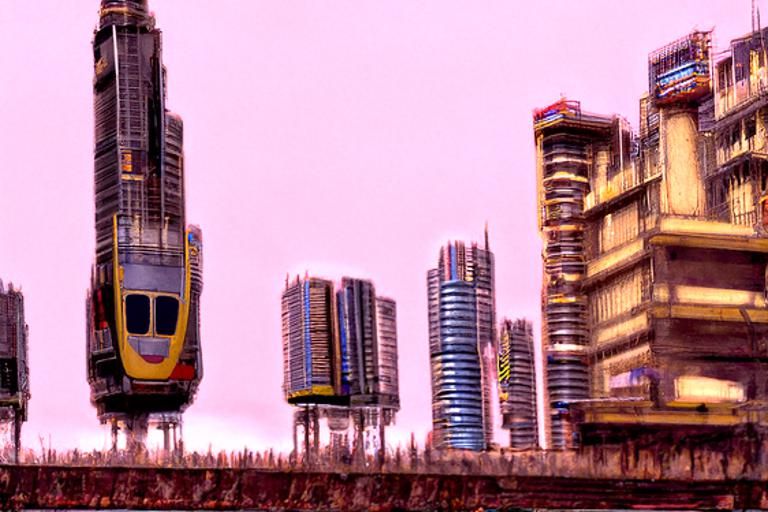 Dystopian Cityscape Under Astral Aurora in Biopunk Style