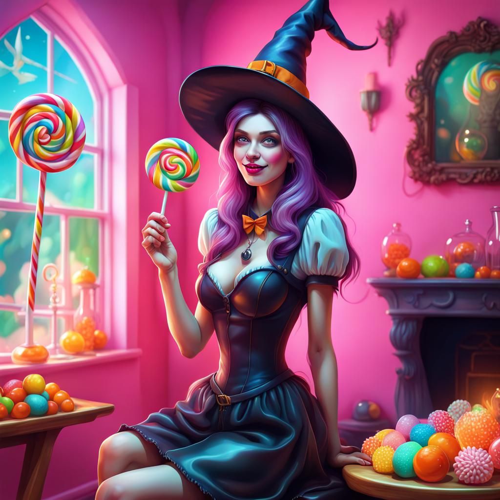 Happy Witch in Magical Home, Candy Art Style
