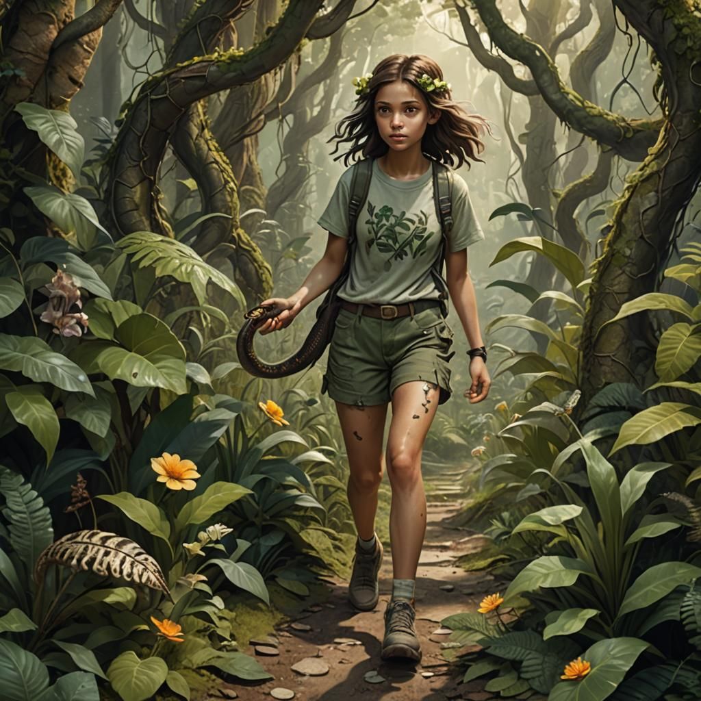 Girl in Overgrown Forest: Fantasy Concept Art