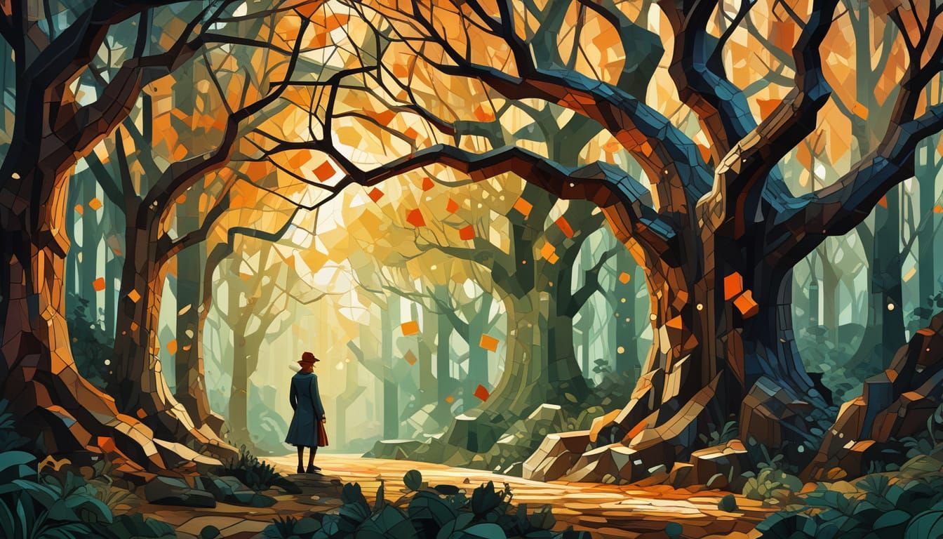 Cubist Geometric Cityscape