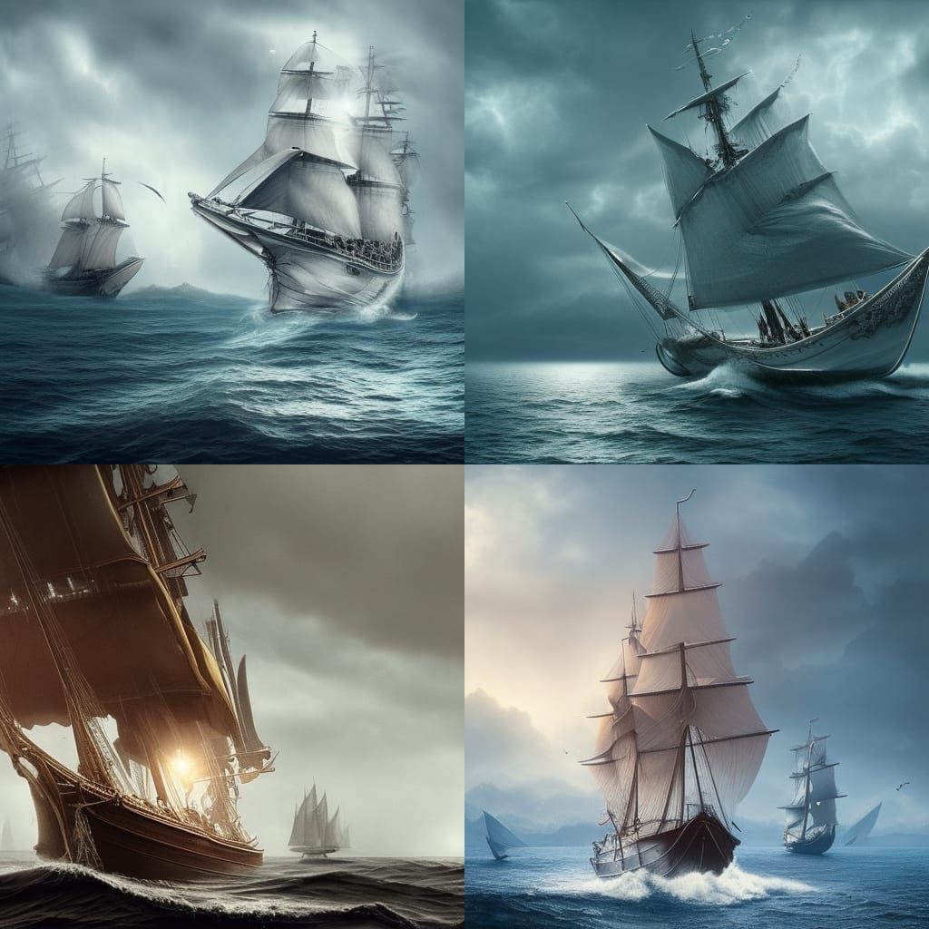 Heart-Shaped Sailing Boat: Epic Digital Painting