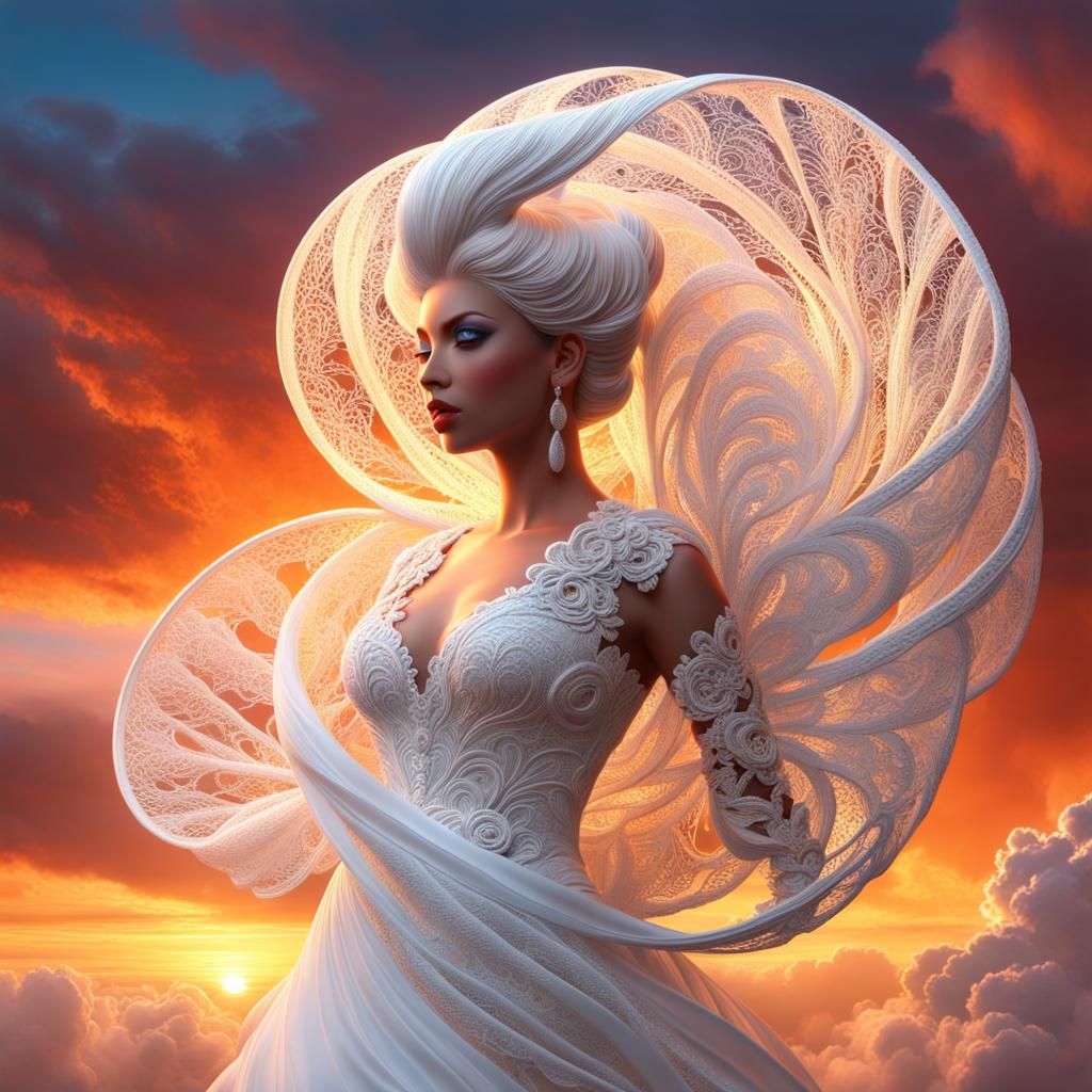 Lace Tornado Elemental at Sunset in 8K