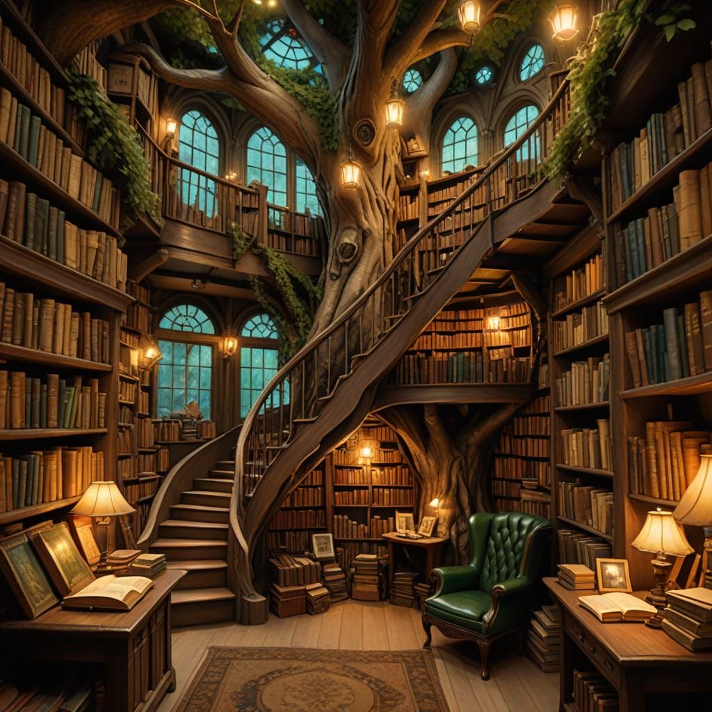 Whimsical Bookshop in Ancient Tree Hollow