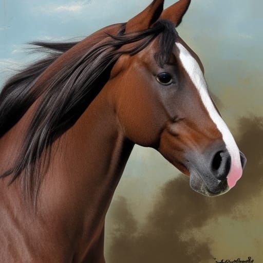 Majestic Horse in Grassy Field