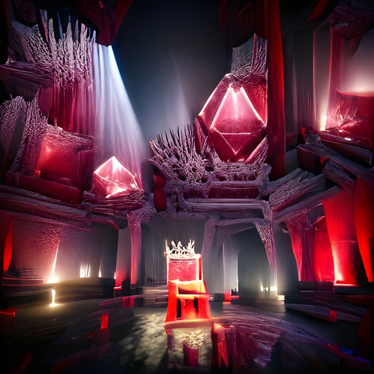 Red Crystal Throne Room in Unreal Engine