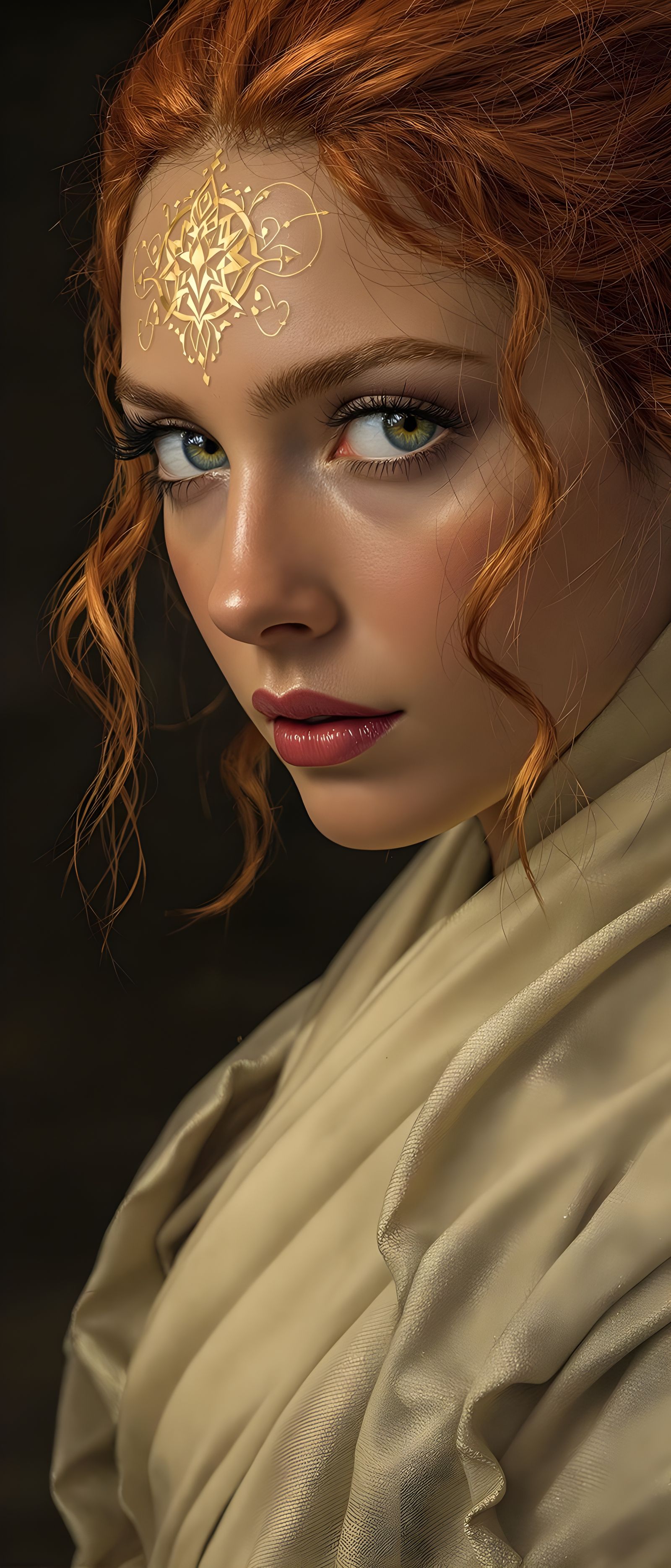 Hyperrealistic Portrait of a Dazzling Jedi Lady in a Rocco S...