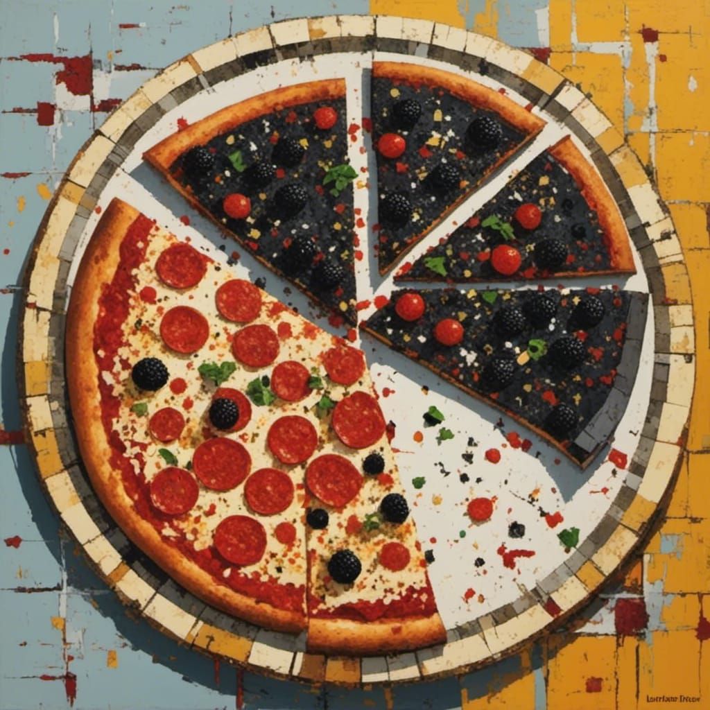 Gourmet Pizza in Oil Painting Style